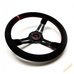 DriftShop Steering Wheel (70 mm Dish), Black Suede, Black...