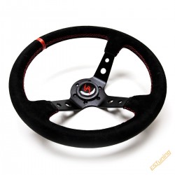 DriftShop Steering Wheel (90 mm Dish), Black Suede, Black...