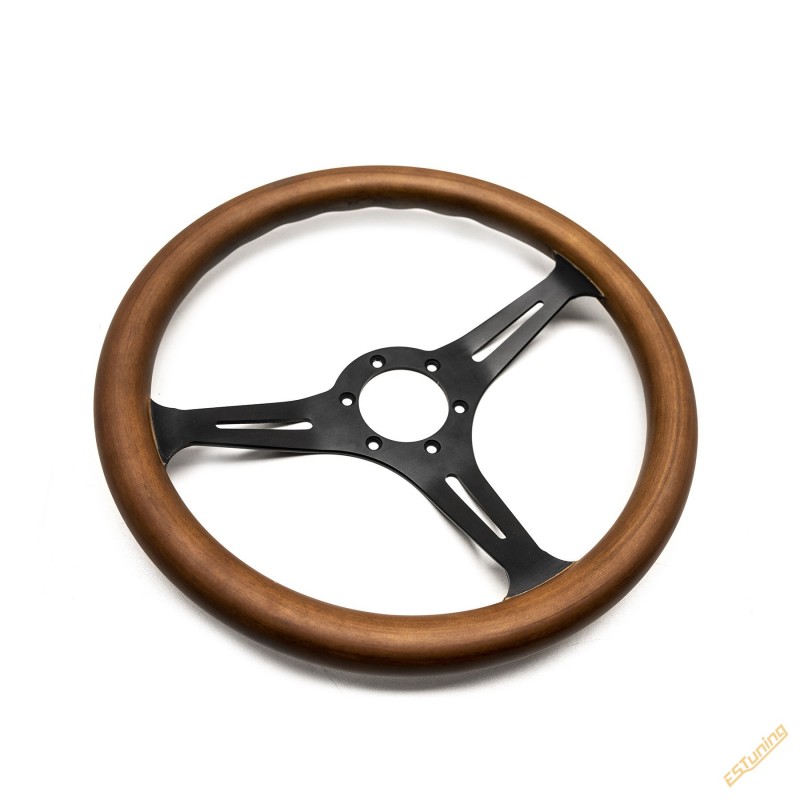 DriftShop Steering Wheel, Wood, Black Spokes