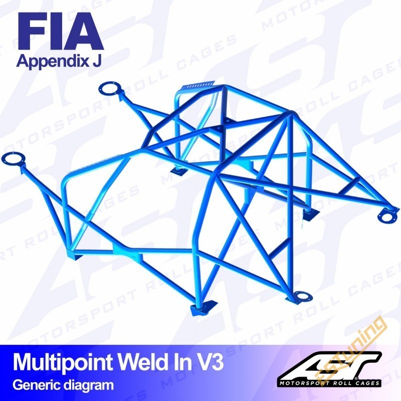 AST Rollcages V3 Weld-In 10-Point Roll Cage for Audi 100 Quattro - FIA