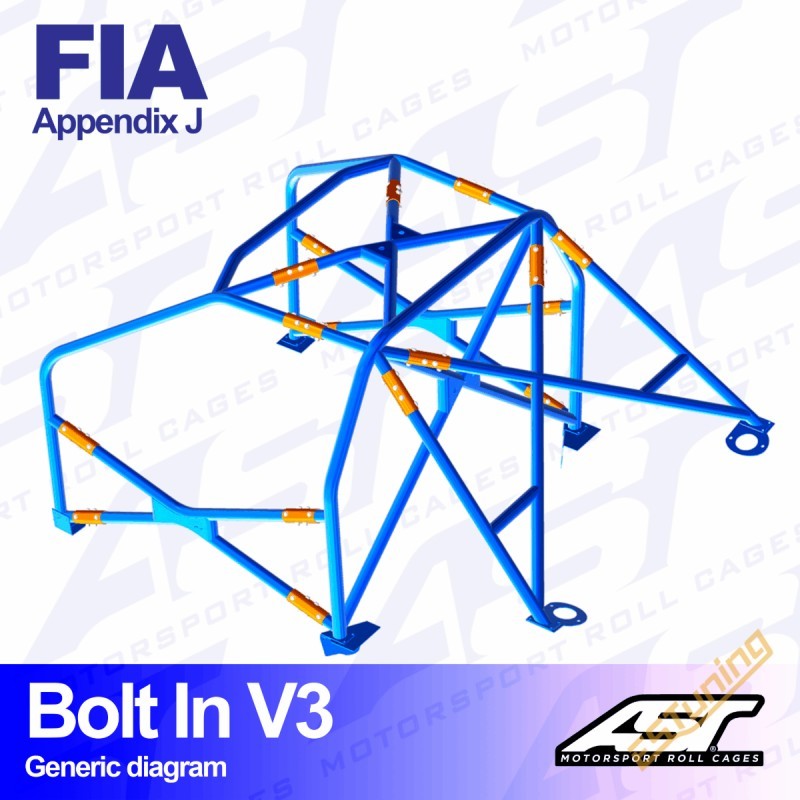 AST Rollcages V3 Bolt-In 6-Point Roll Cage for Audi S1 Quattro - FIA
