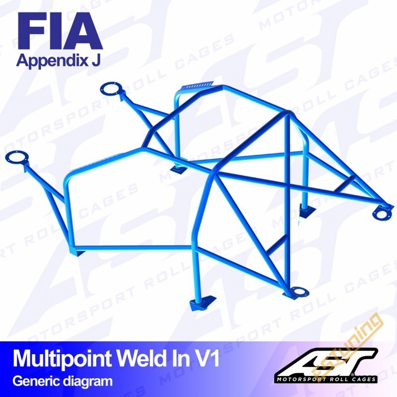 AST Rollcages V1 Weld-In 10-Point Roll Cage for Ford Fiesta MK1 (76-83) - FIA