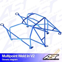 AST Rollcages V2 Weld-In 10-Point Roll Cage for Mitsubishi Lancer Evo 5 (V) - FIA