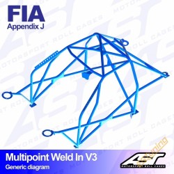 AST Rollcages V3 Weld-In 10-Point Roll Cage for Mitsubishi Lancer Evo 5 (V) - FIA