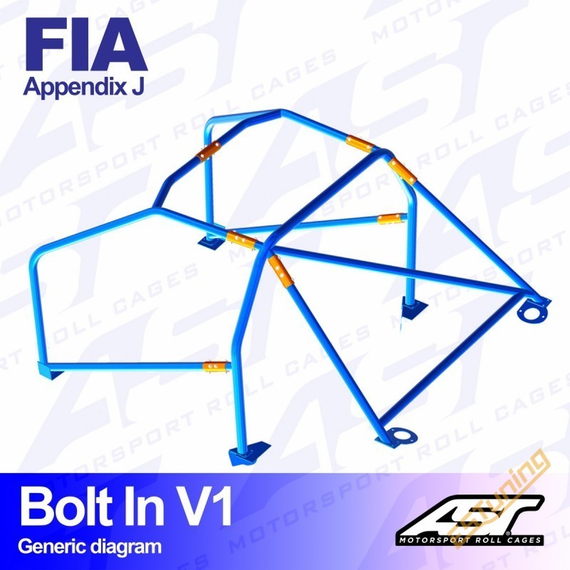 AST Rollcages V1 Bolt-In 6-Point Roll Cage for Peugeot 206 - FIA
