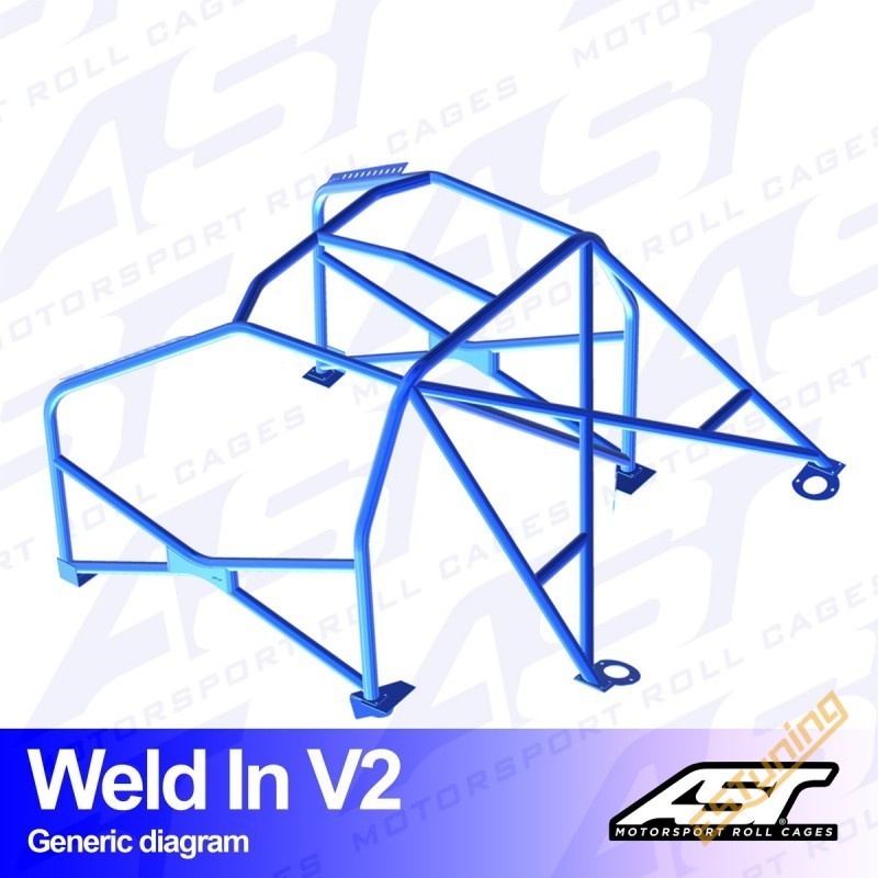 AST Rollcages V2 Weld-In 8-Point Roll Cage for Renault Clio 2 (98-05) - FIA