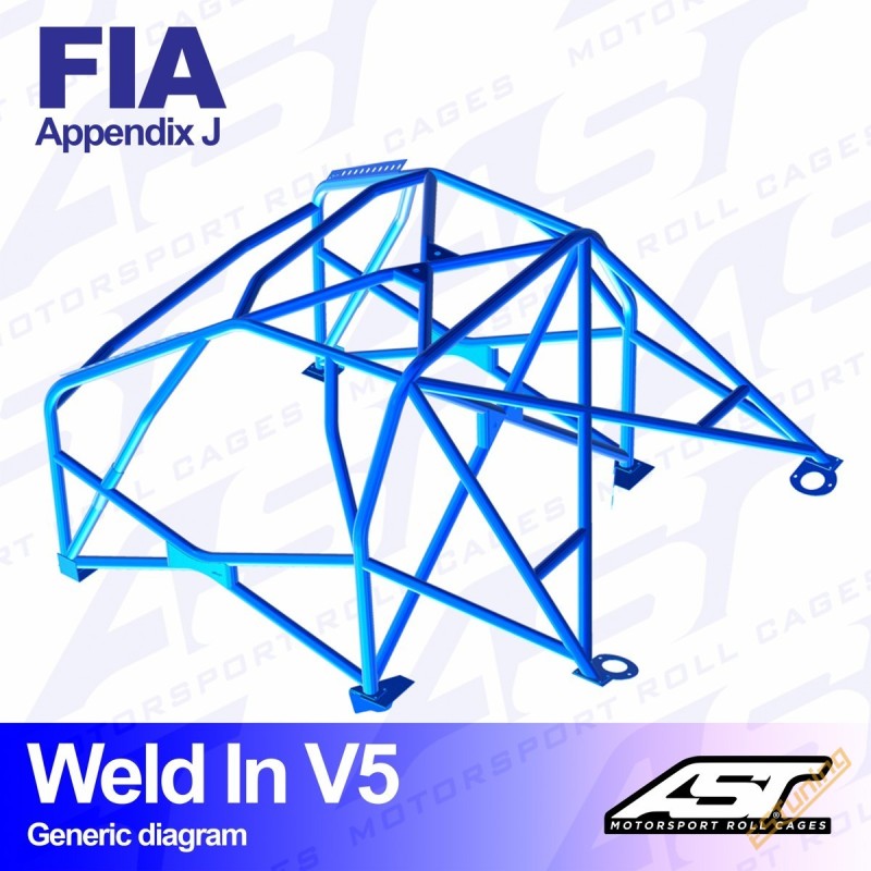 AST Rollcages V5 Weld-In 8-Point Roll Cage for Audi 200 Quattro - FIA