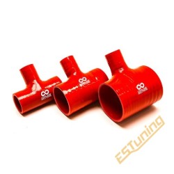 Silicon T-Piece Ø38 mm, Length 102 mm, Thick. 4 mm, Red