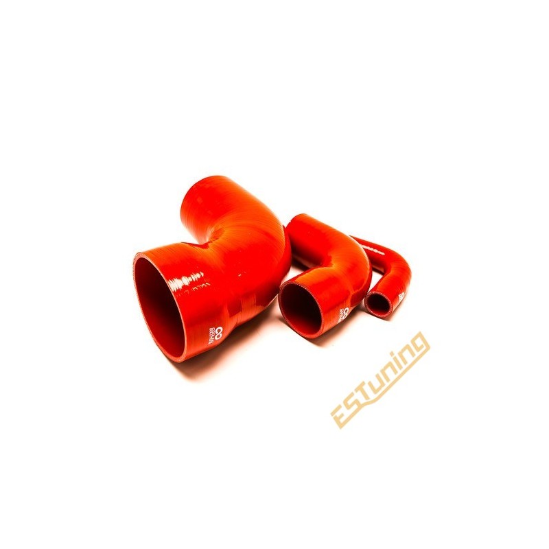 90° Silicone Reducer Elbow - Ø70-51 mm, Length 125x125 mm, Thick. 5 mm, Red