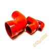 90° Silicone Reducer Elbow - Ø102-76 mm, Length 145x145 mm, Thick. 6 mm, Red
