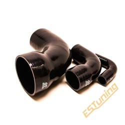 90° Silicone Reducer Elbow - Ø16-13 mm, Length 102x102 mm, Thick. 4 mm, Black