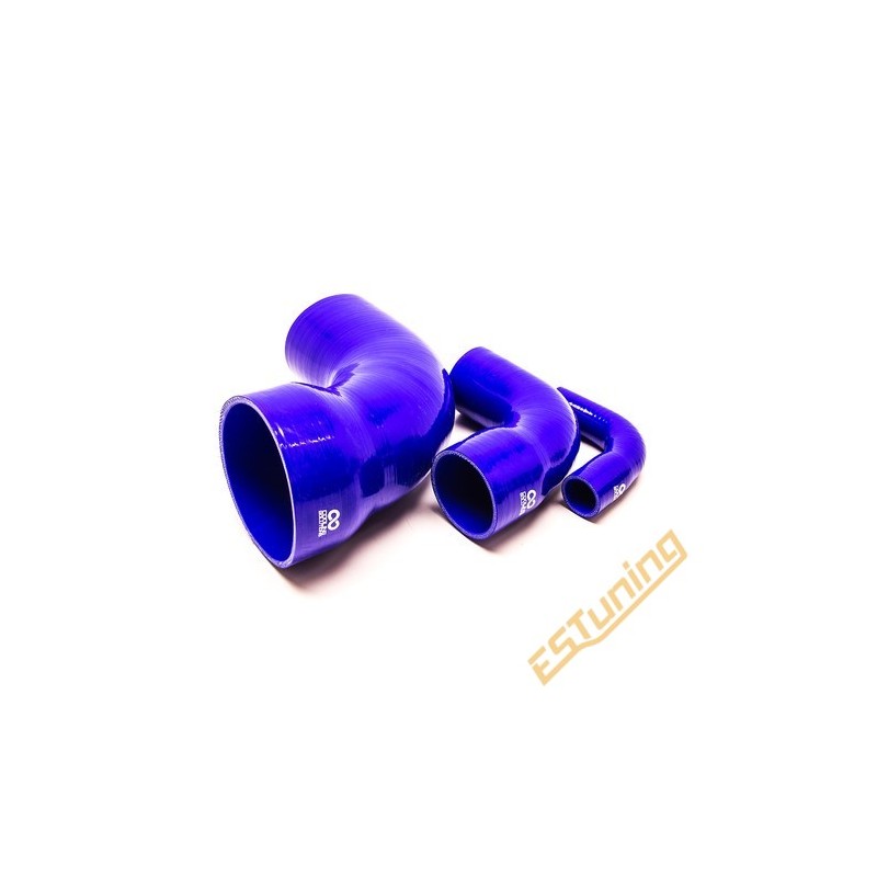 90° Silicone Reducer Elbow - Ø60-51 mm, Length 125x125 mm, Thick. 5 mm, Blue