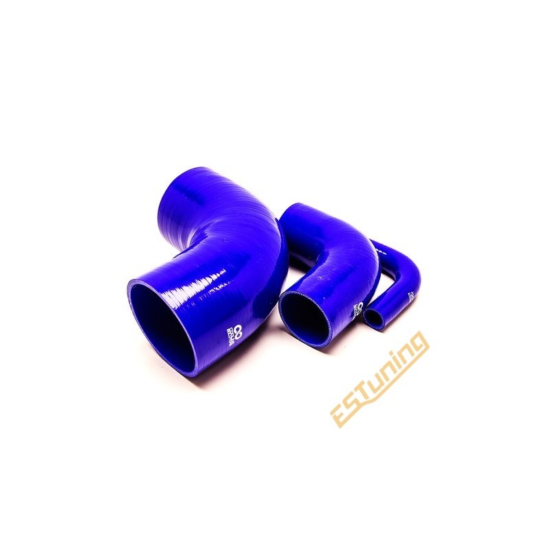 90° Silicone Elbow - Ø9.5 mm, Length 63x63 mm, Thick. 4 mm, Blue
