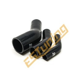 45° Silicone Reducer Elbow - Ø38-22 mm, Length 102x102 mm, Thick. 4 mm, Black