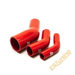 45° Silicone Reducer Elbow - Ø80-60 mm, Length 125x125 mm, Thick. 5 mm, Red