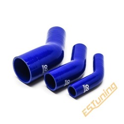 45° Silicone Reducer Elbow - Ø76-67 mm, Length 125x125 mm, Thick. 5 mm, Blue