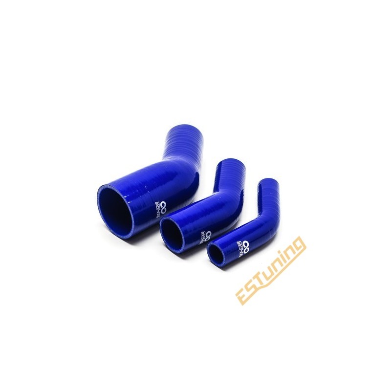 45° Silicone Reducer Elbow - Ø76-67 mm, Length 125x125 mm, Thick. 5 mm, Blue